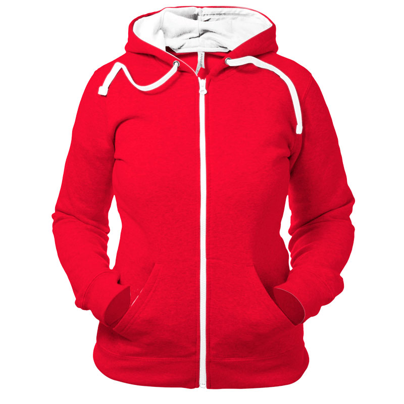 Sudadera Capucha Cremallera Contrastada Mujer Frontal